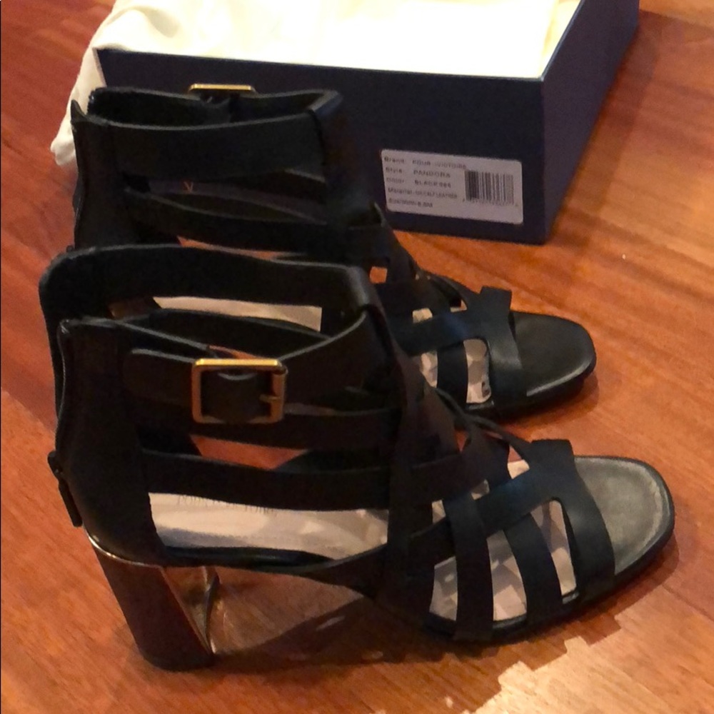 Black chunky heeled cage sandal 6/6.5